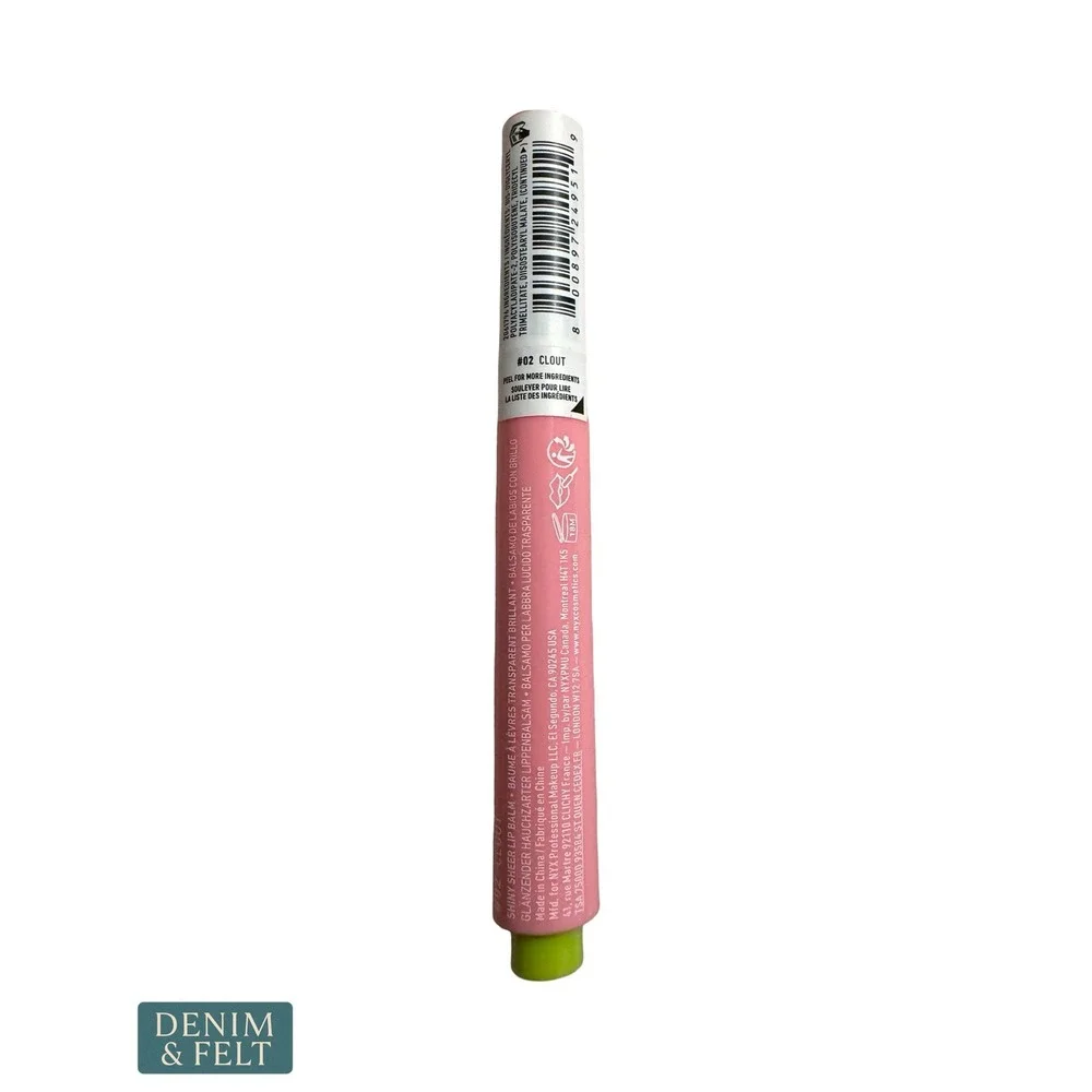 NEW NYX Fat Oil Slick Click Shiny Lip Balm Clout 02 Soft Baby Pink Vegan 2g